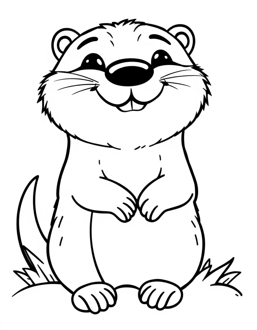 Cheerful cartoon otter coloring page