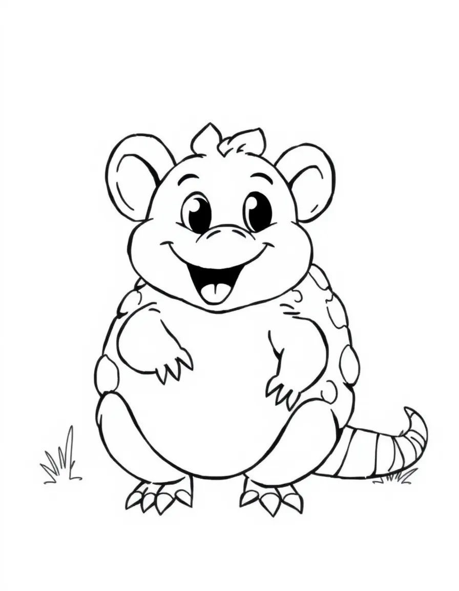 Cheerful cartoon armadillo coloring page