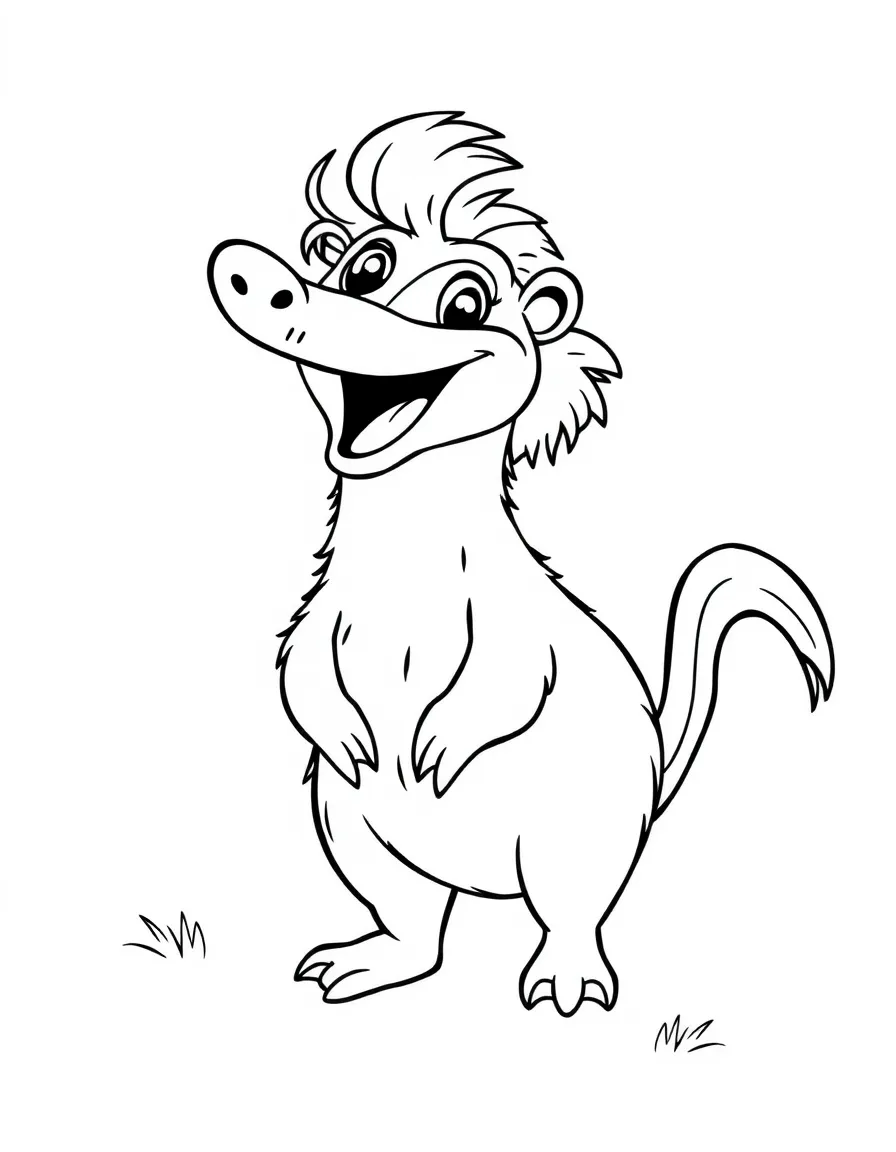 Cheerful cartoon anteater coloring page