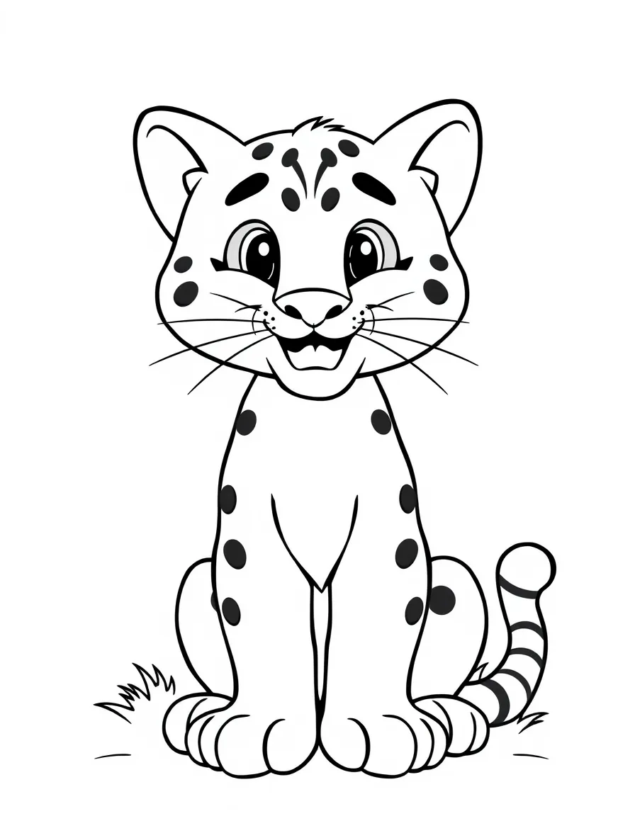 Cheerful cartoon cougar coloring page