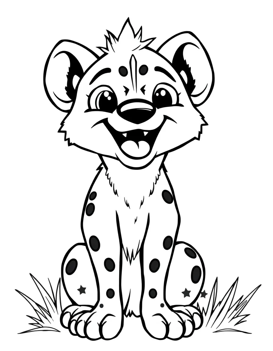 Cheerful cartoon hyena coloring page