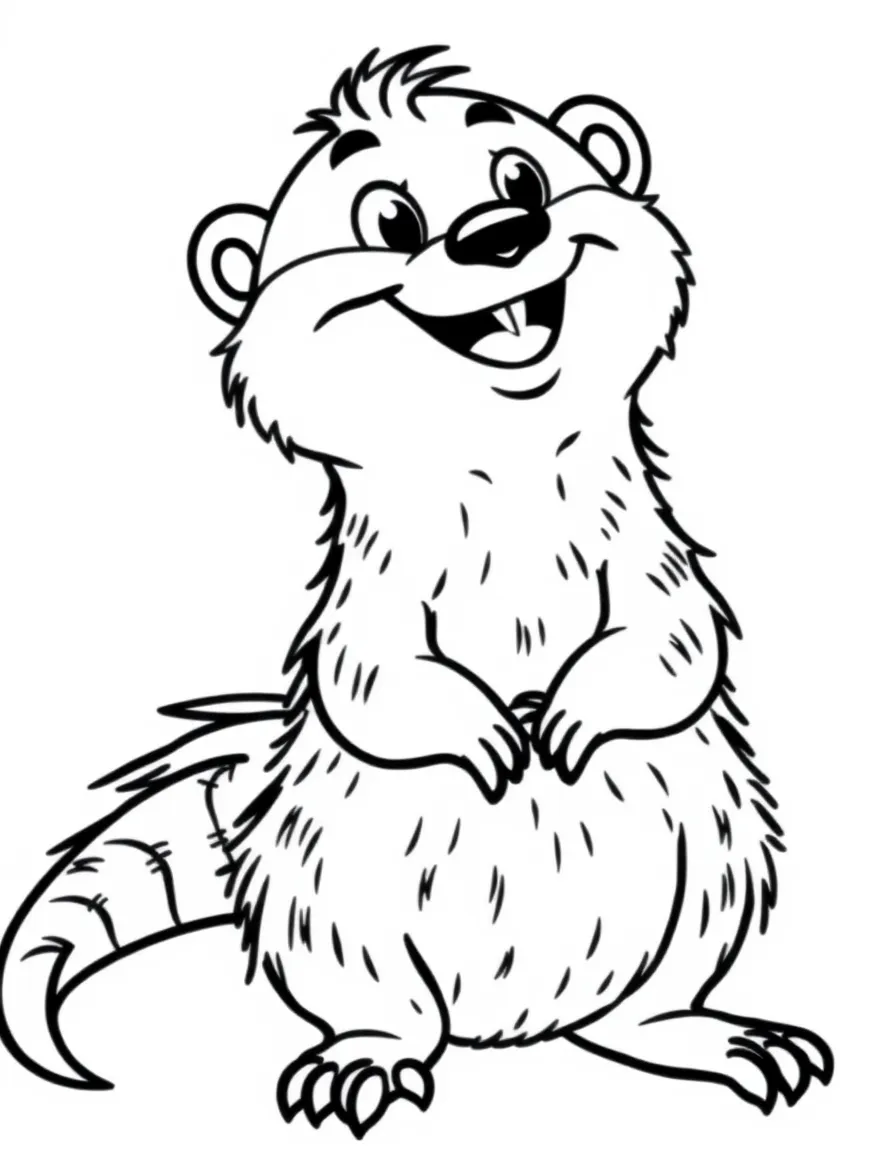 Cheerful cartoon mongoose coloring page