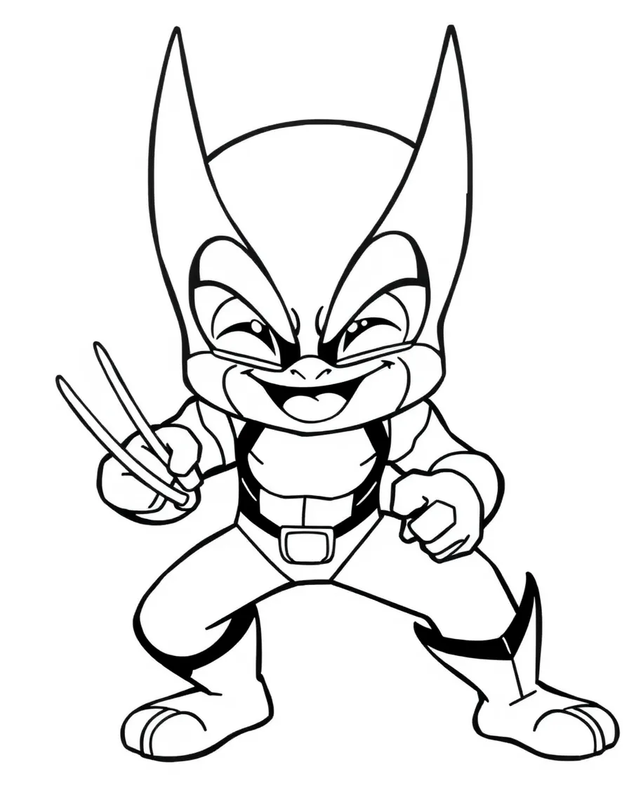 Cheerful cartoon wolverine coloring page