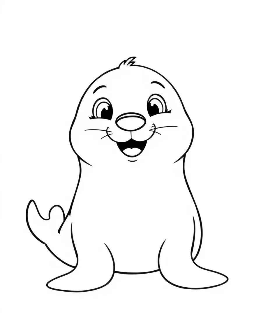 Cheerful cartoon seal coloring page