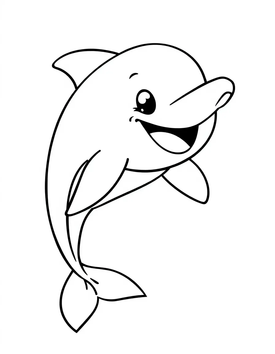 Cheerful cartoon dolphin coloring page