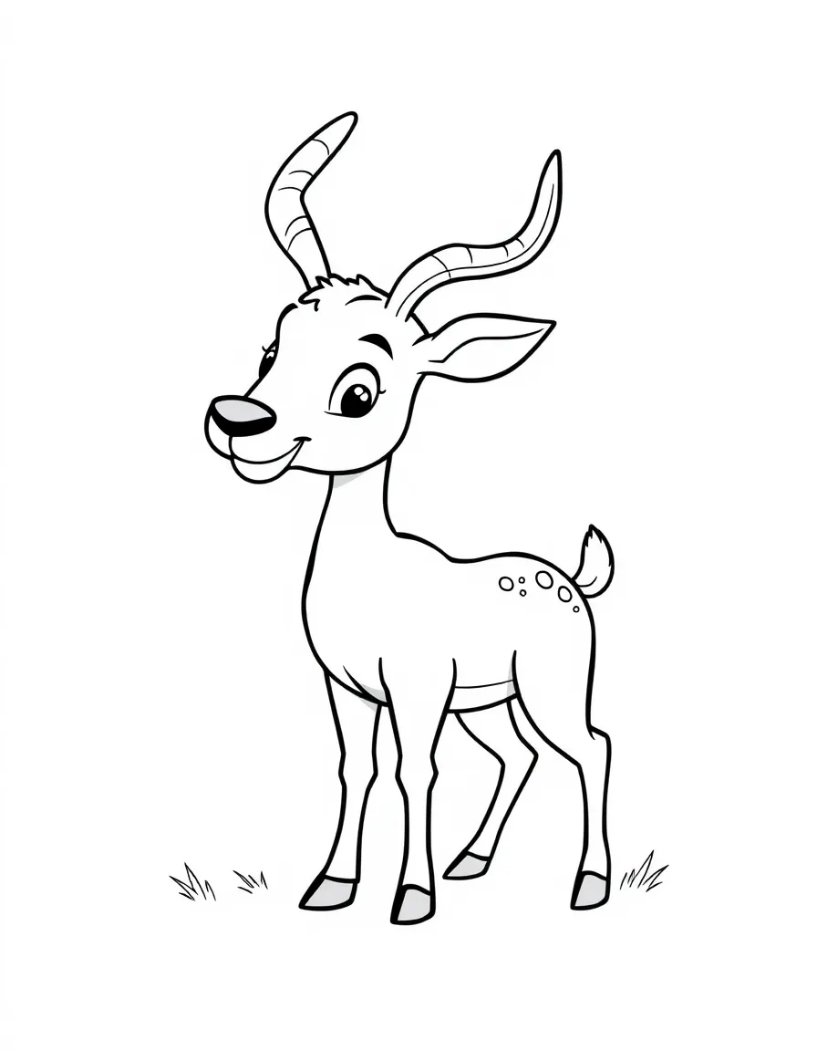 Cheerful cartoon antelope coloring page