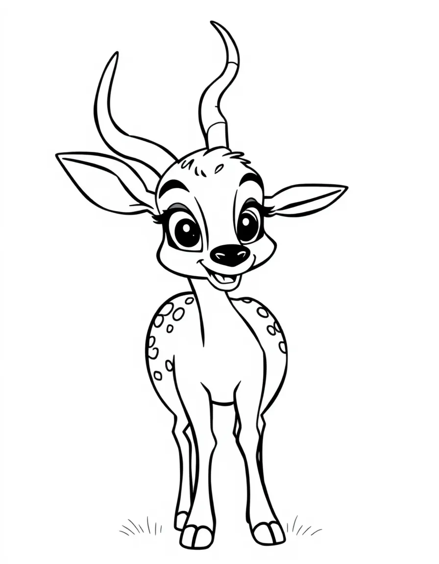 Cheerful cartoon impala coloring page