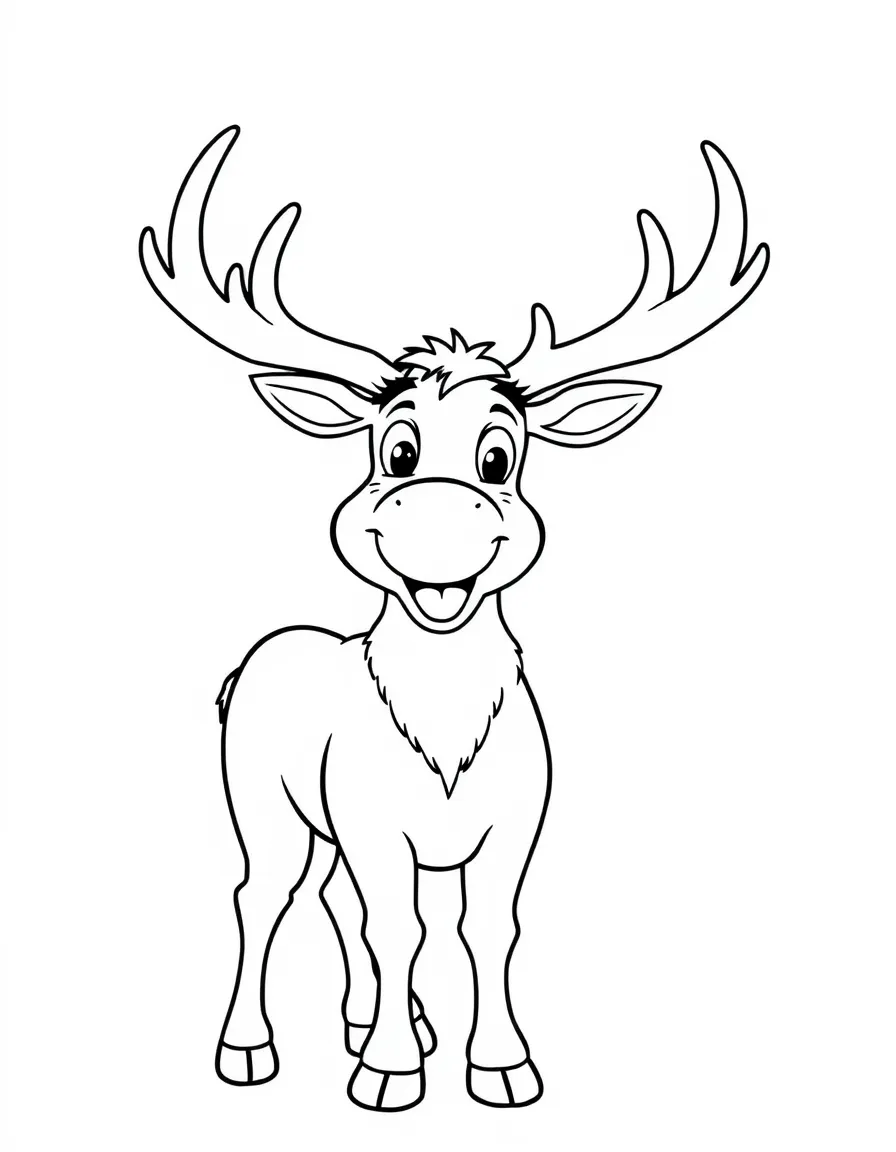 Cheerful cartoon elk coloring page