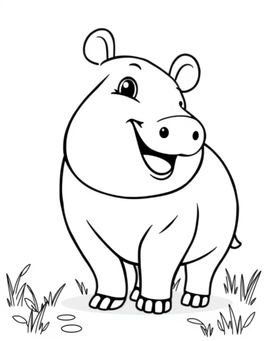 Cheerful cartoon tapir coloring page