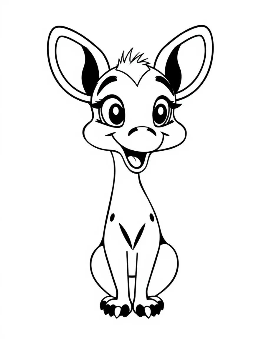 Cheerful cartoon okapi coloring page