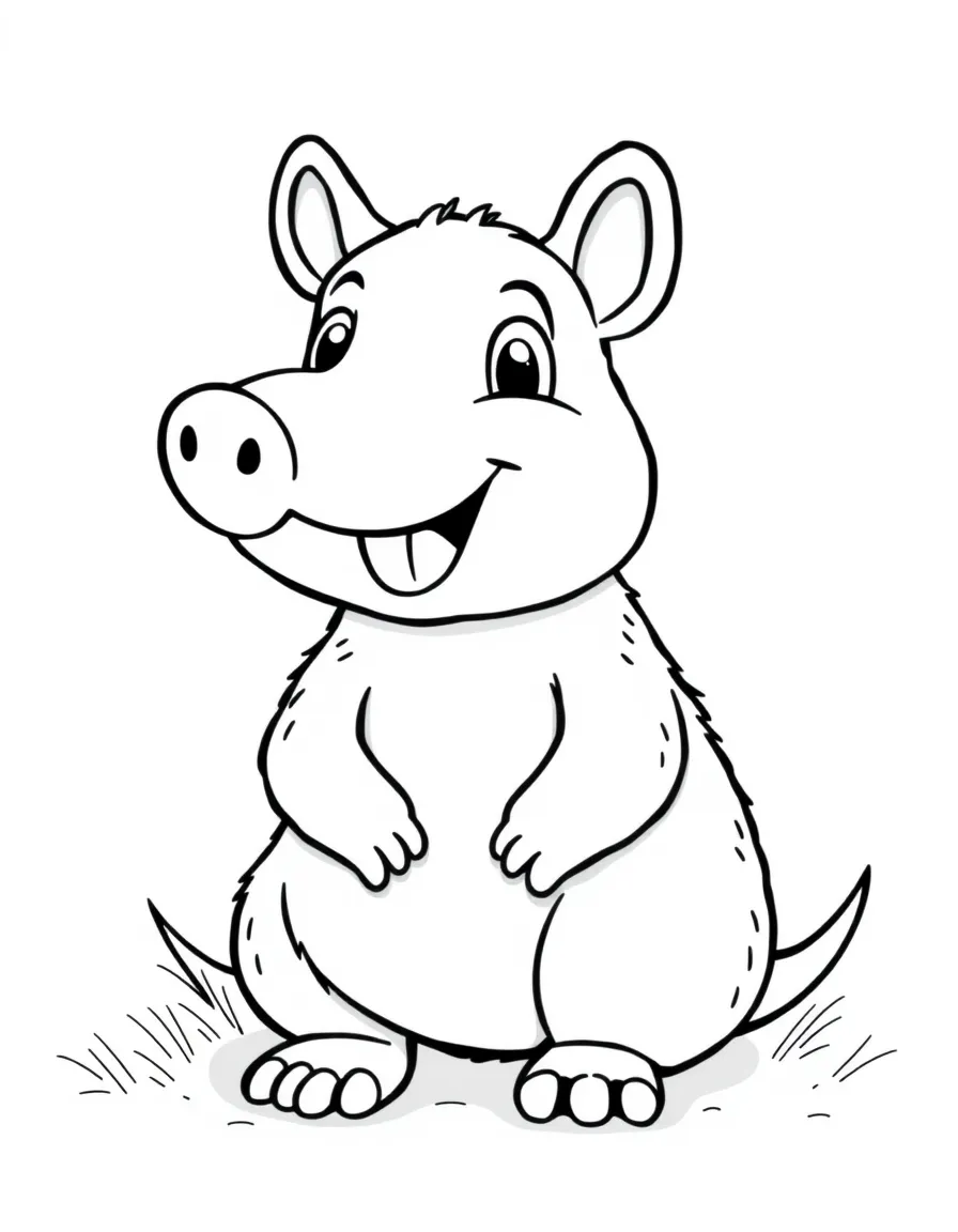Cheerful cartoon aardvark coloring page