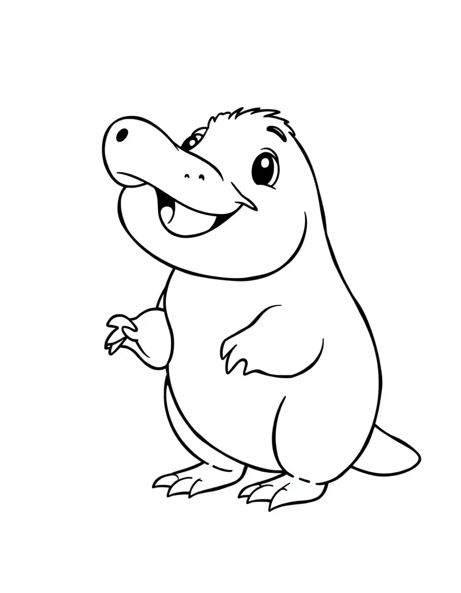 Cheerful cartoon platypus coloring page