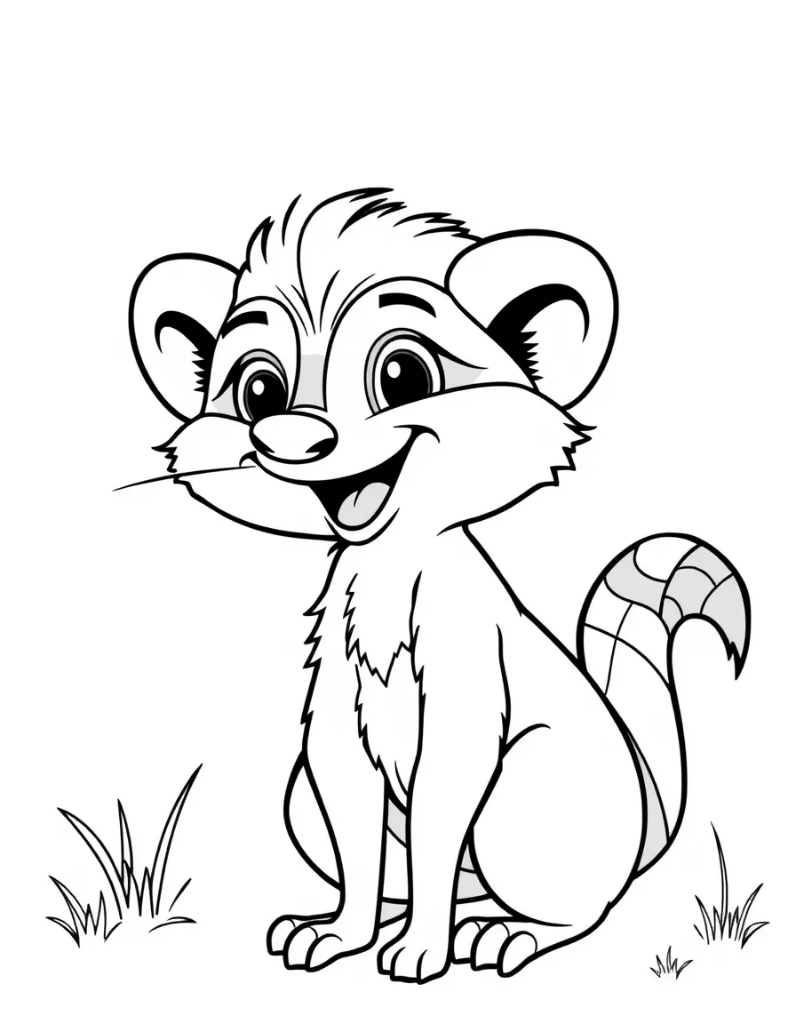Cheerful cartoon numbat coloring page