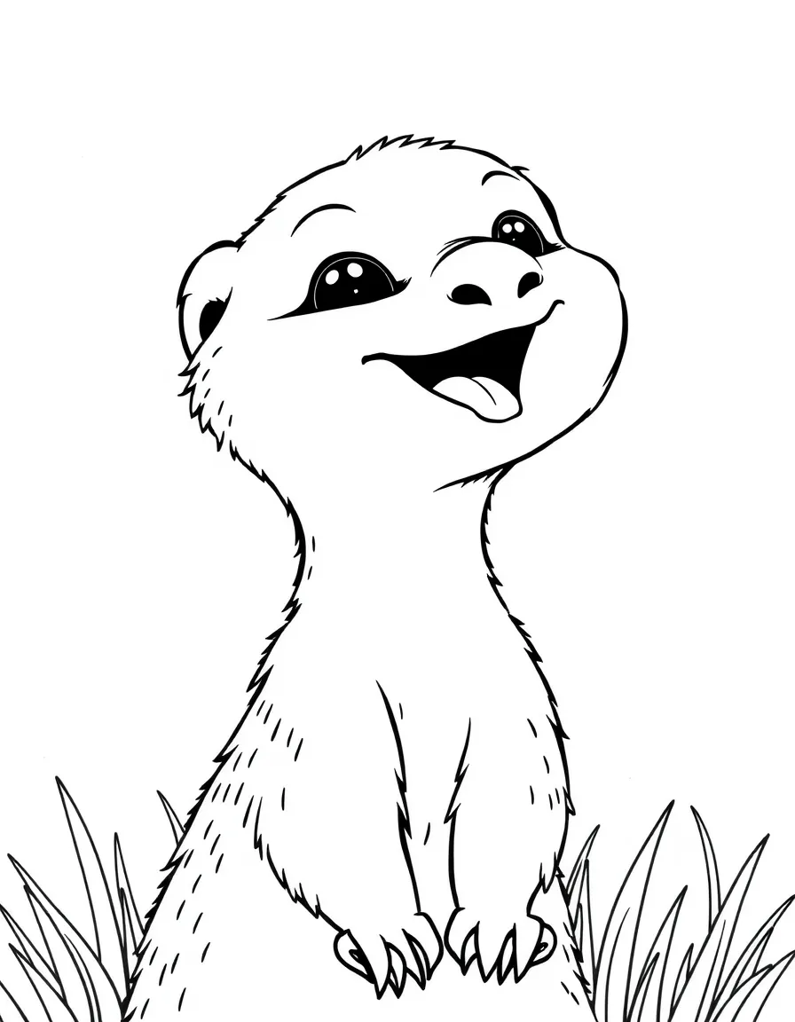 Cheerful cartoon loris coloring page