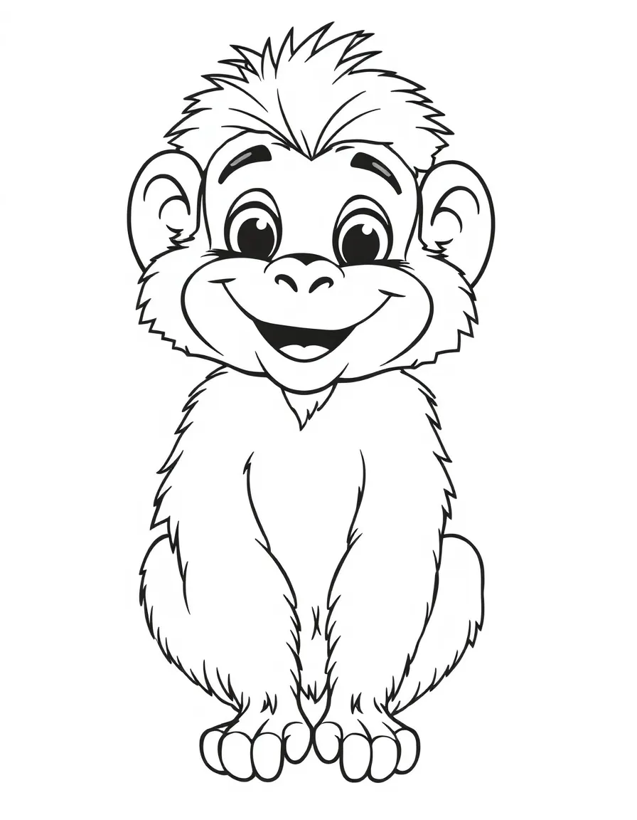 Cheerful cartoon baboon coloring page