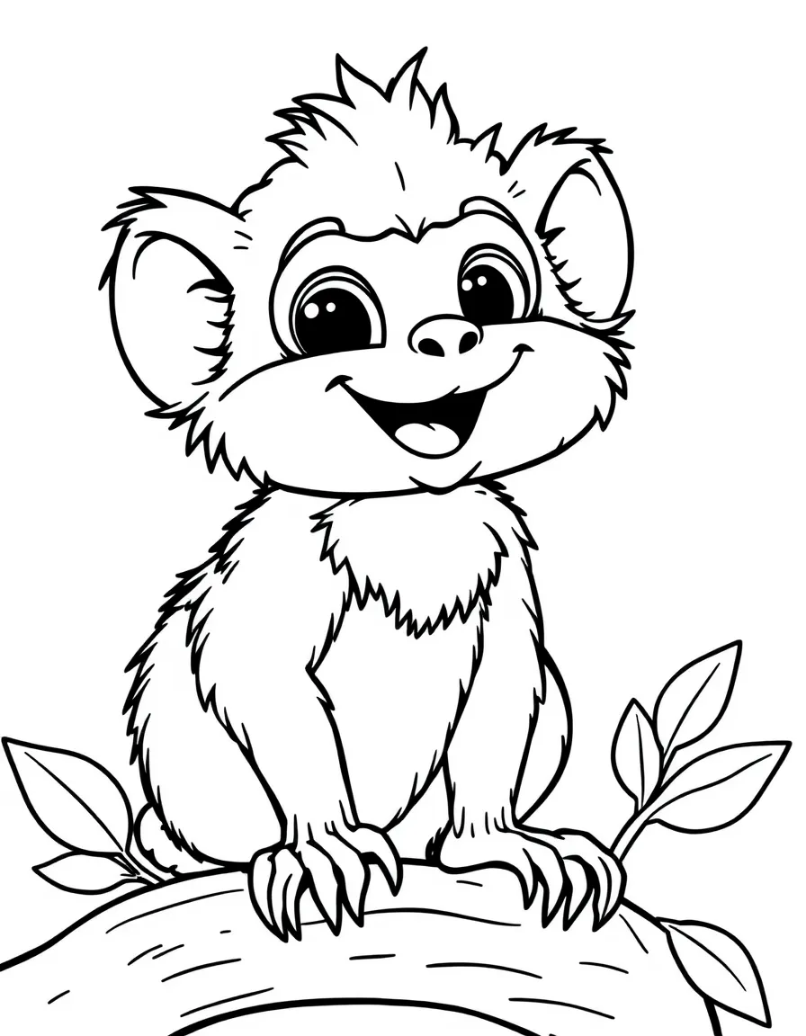 Cheerful cartoon tamarin coloring page