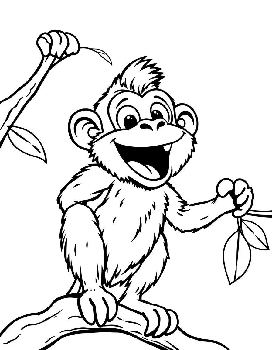 Cheerful cartoon howler monkey coloring page