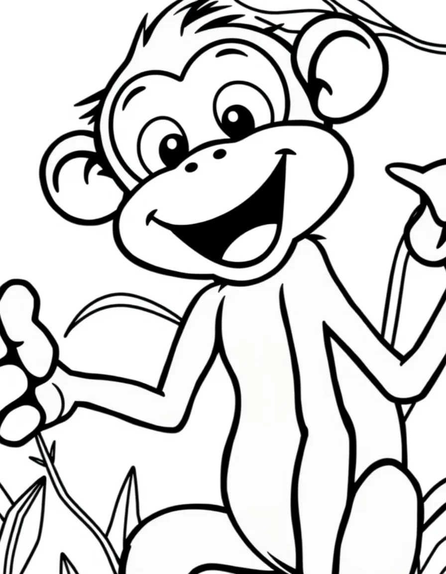 Cheerful cartoon spider monkey coloring page