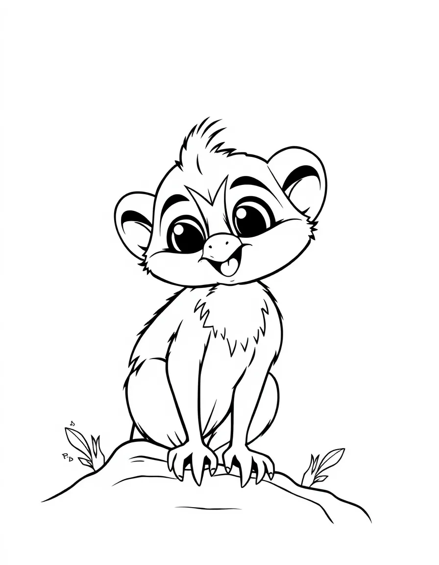 Cheerful cartoon vervet coloring page