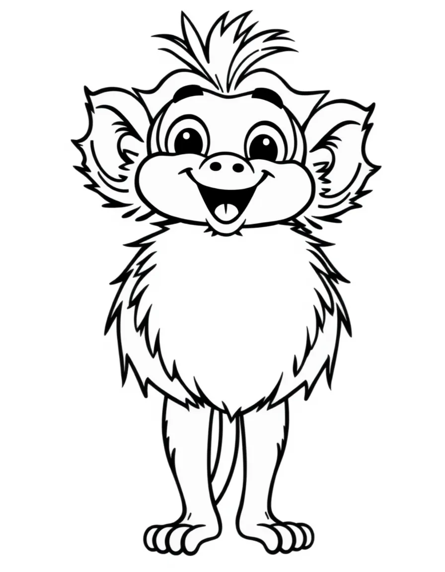 Cheerful cartoon colobus coloring page
