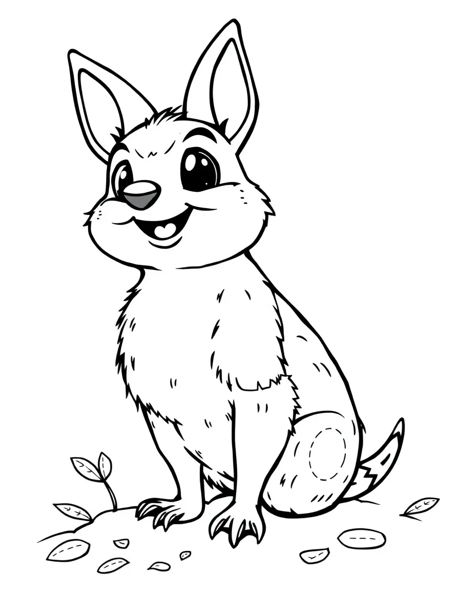 Cheerful cartoon galago coloring page