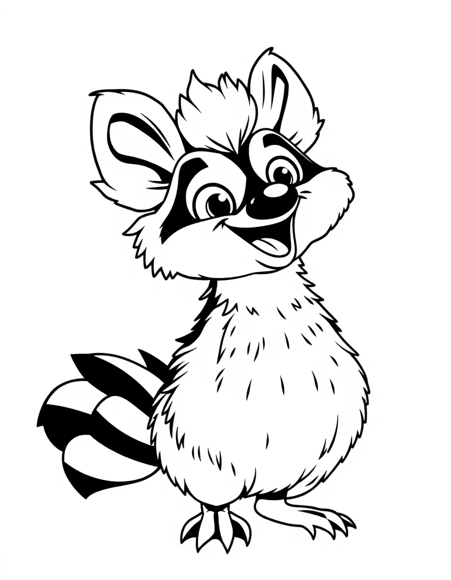 Cheerful cartoon aye-aye coloring page
