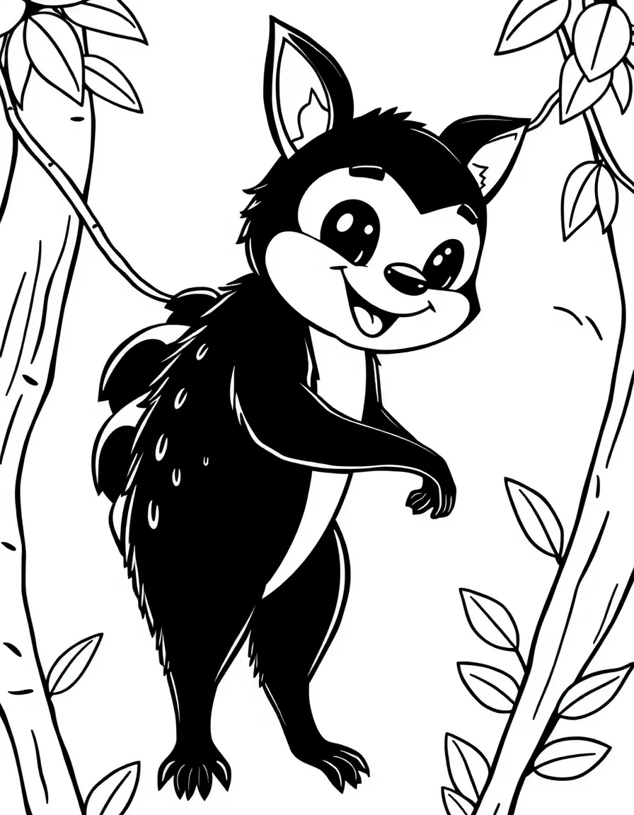 Cheerful cartoon indri coloring page
