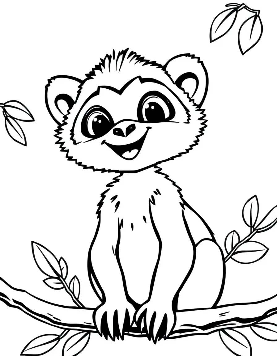 Cheerful cartoon sifaka coloring page