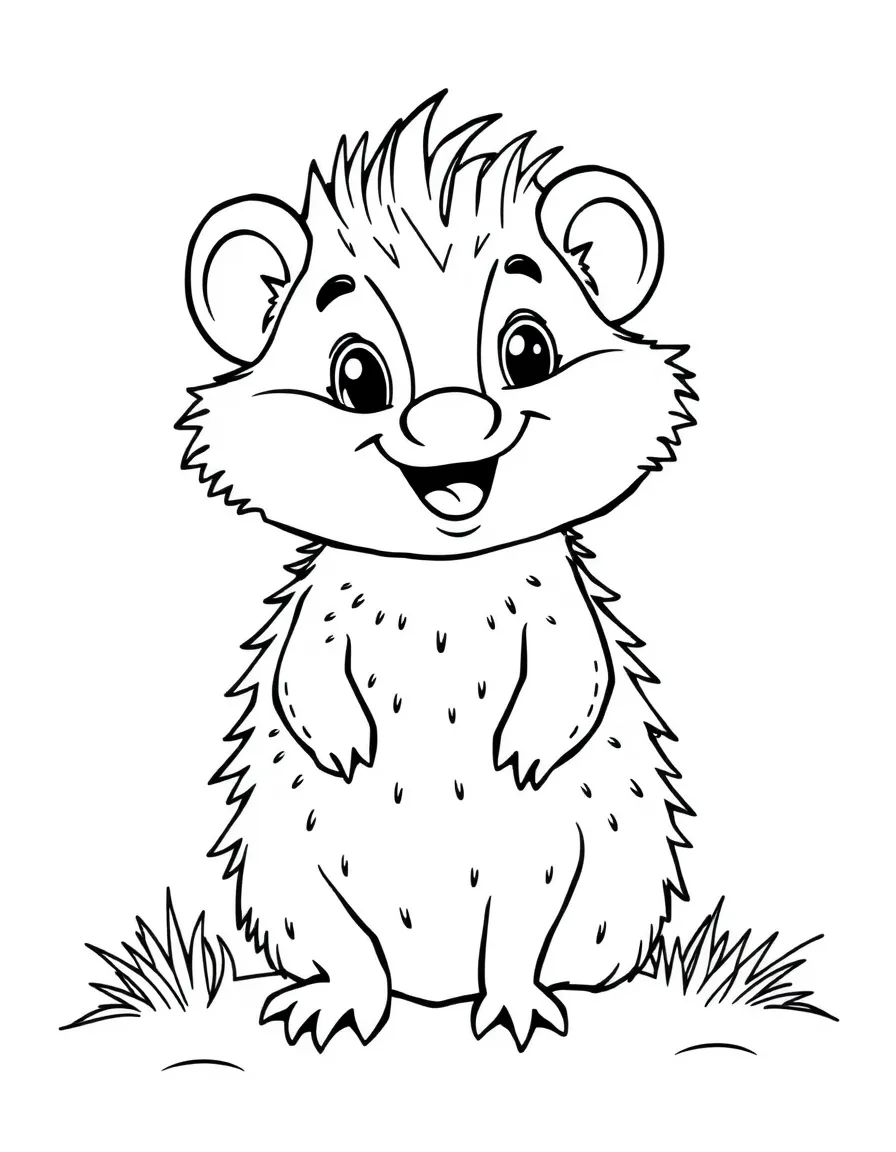 Cheerful cartoon tenrec coloring page