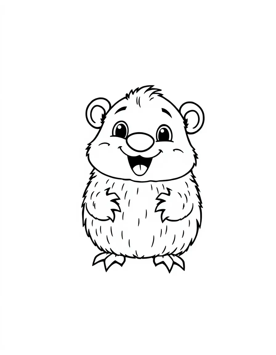 Cheerful cartoon mole coloring page