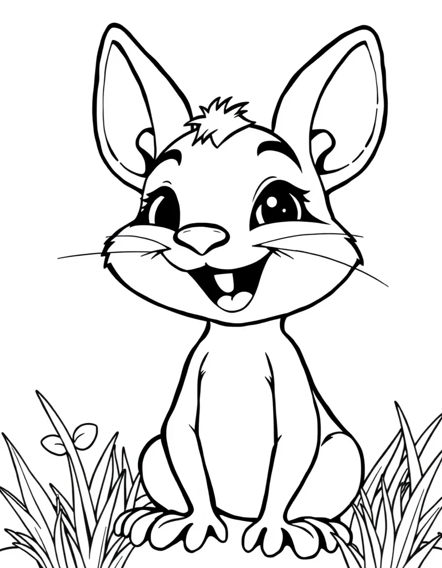Cheerful cartoon jerboa coloring page