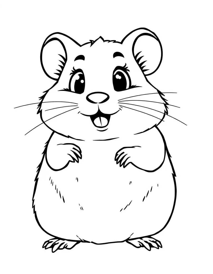 Cheerful cartoon gerbil coloring page