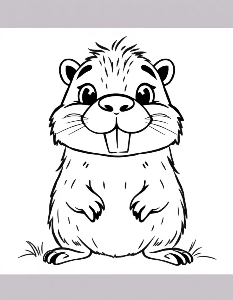 Cheerful cartoon capybara coloring page
