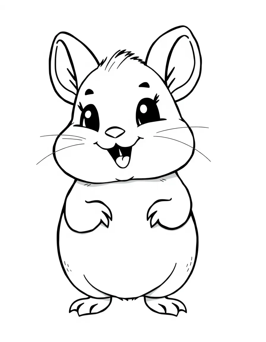 Cheerful cartoon pika coloring page