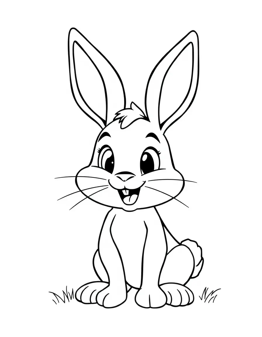 Cheerful cartoon jackrabbit coloring page