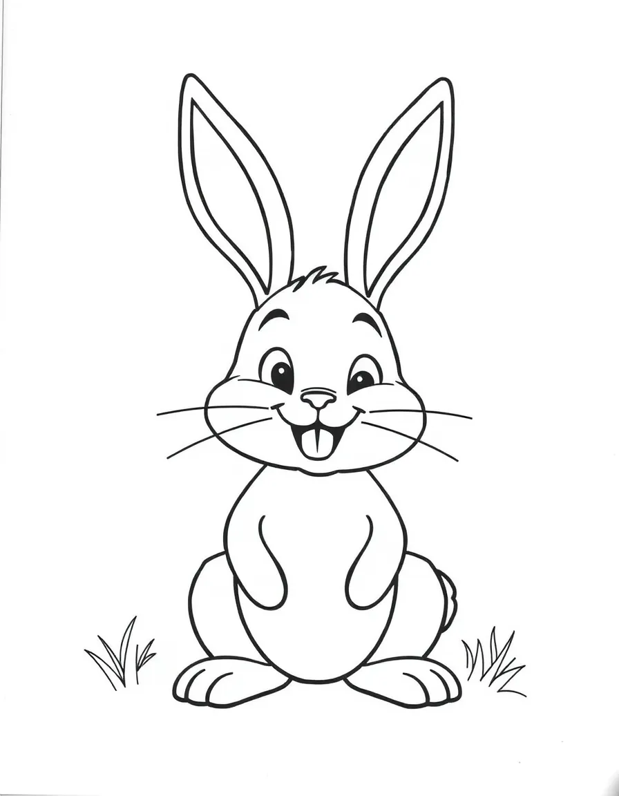Cheerful cartoon hare coloring page