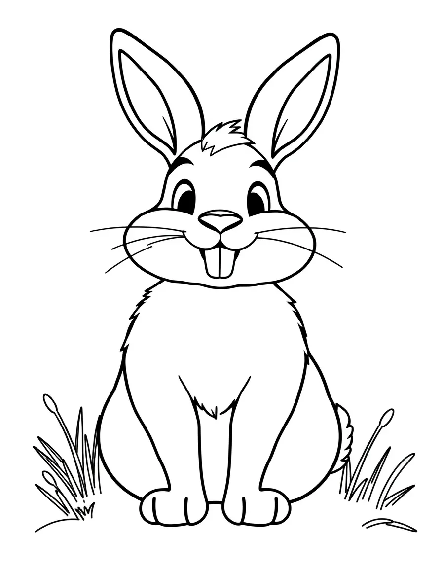 Cheerful cartoon arctic hare coloring page