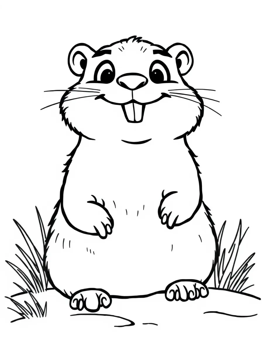 Cheerful cartoon prairie dog coloring page