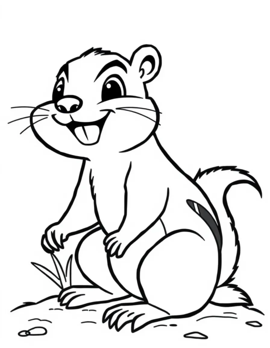 Cheerful cartoon ground squirrel coloring page