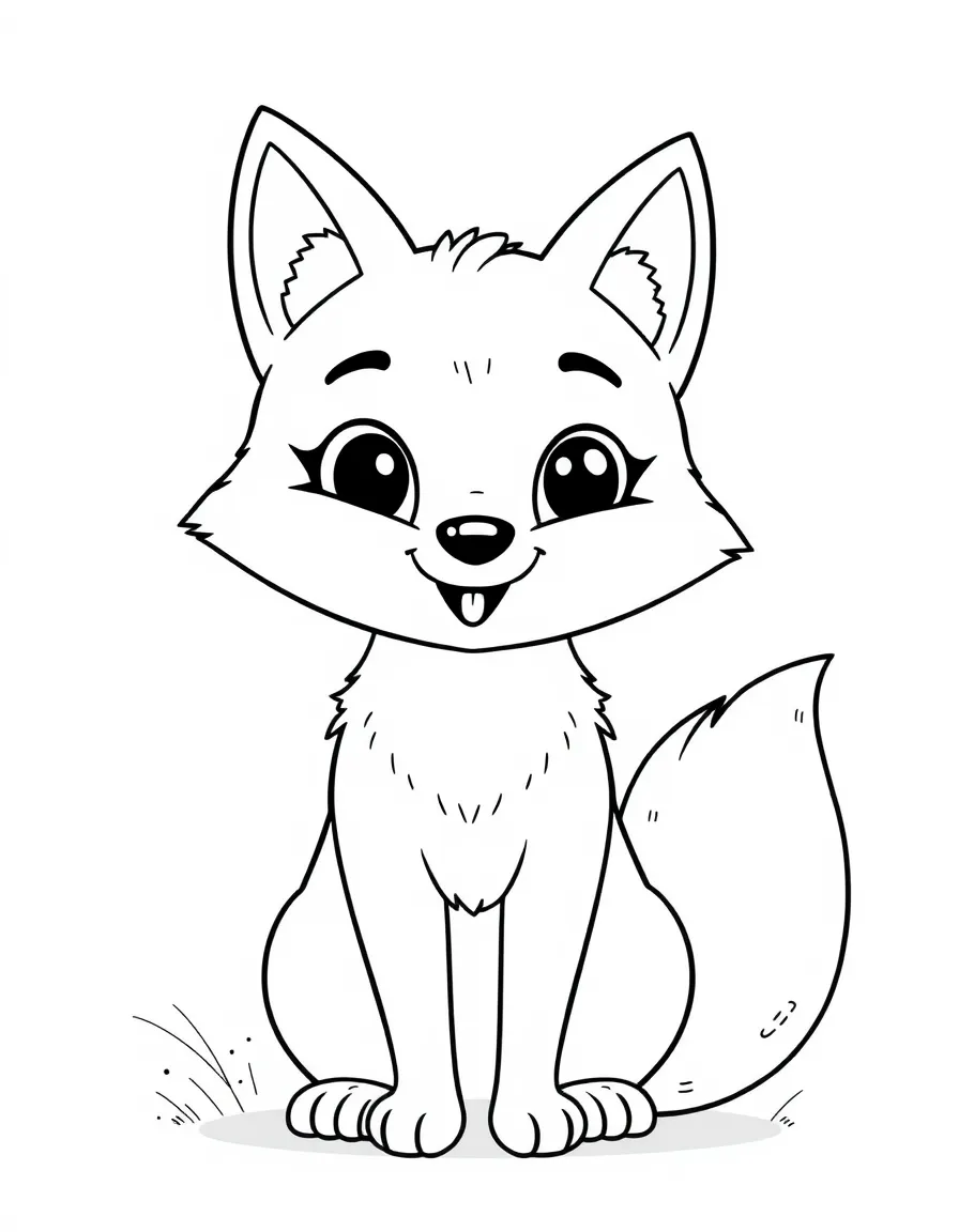 Cheerful cartoon kit fox coloring page