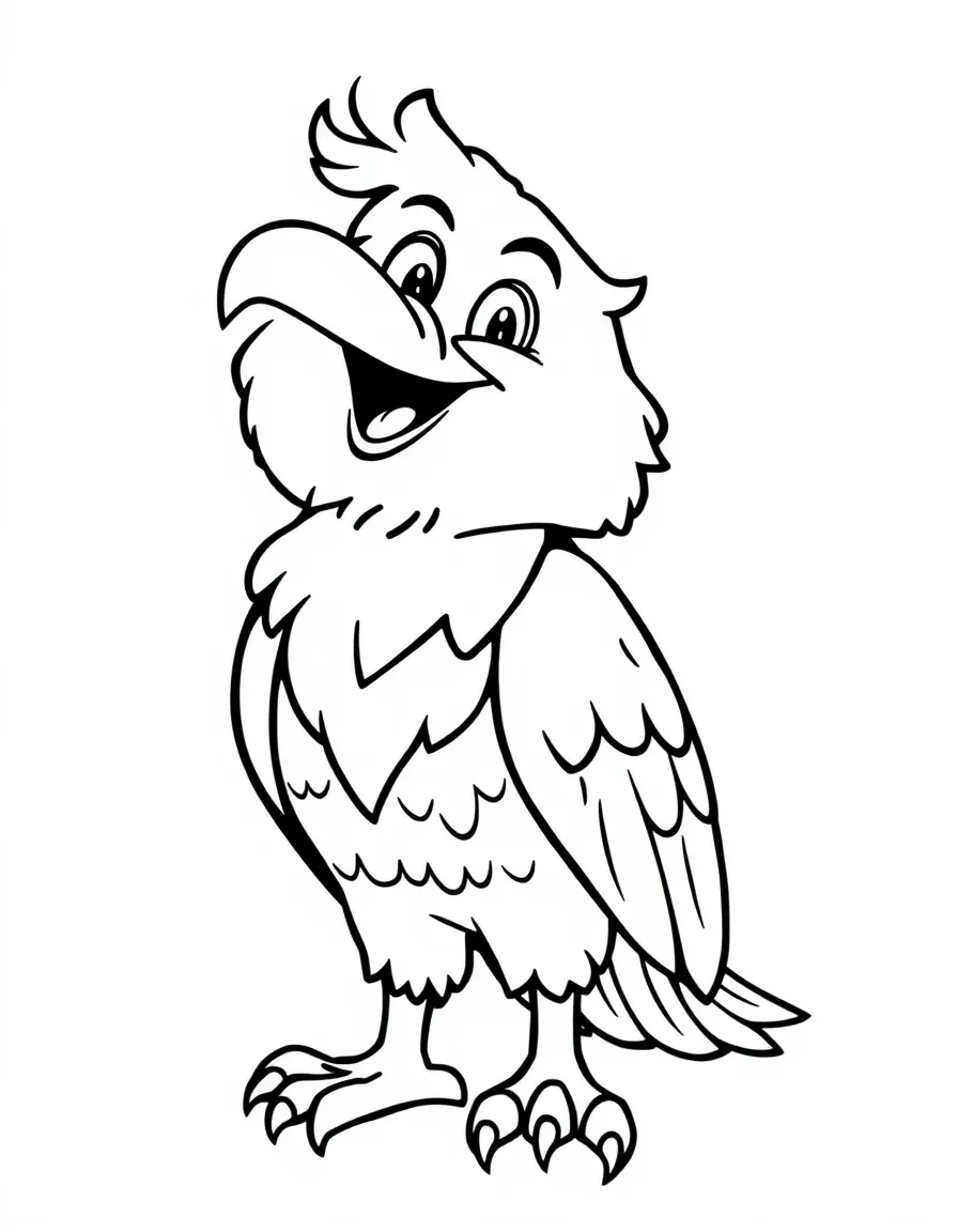 Cheerful cartoon eagle coloring page
