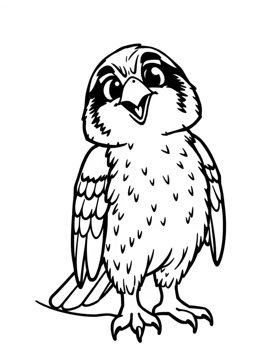 Cheerful cartoon falcon coloring page