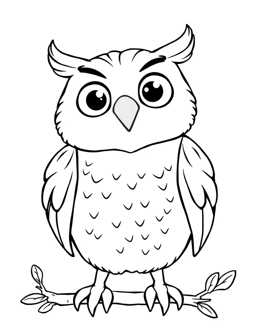 Cheerful cartoon owl coloring page
