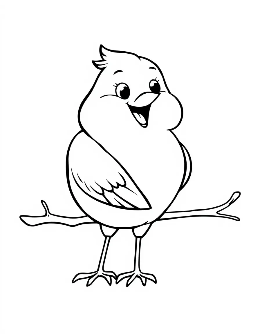 Cheerful cartoon robin coloring page