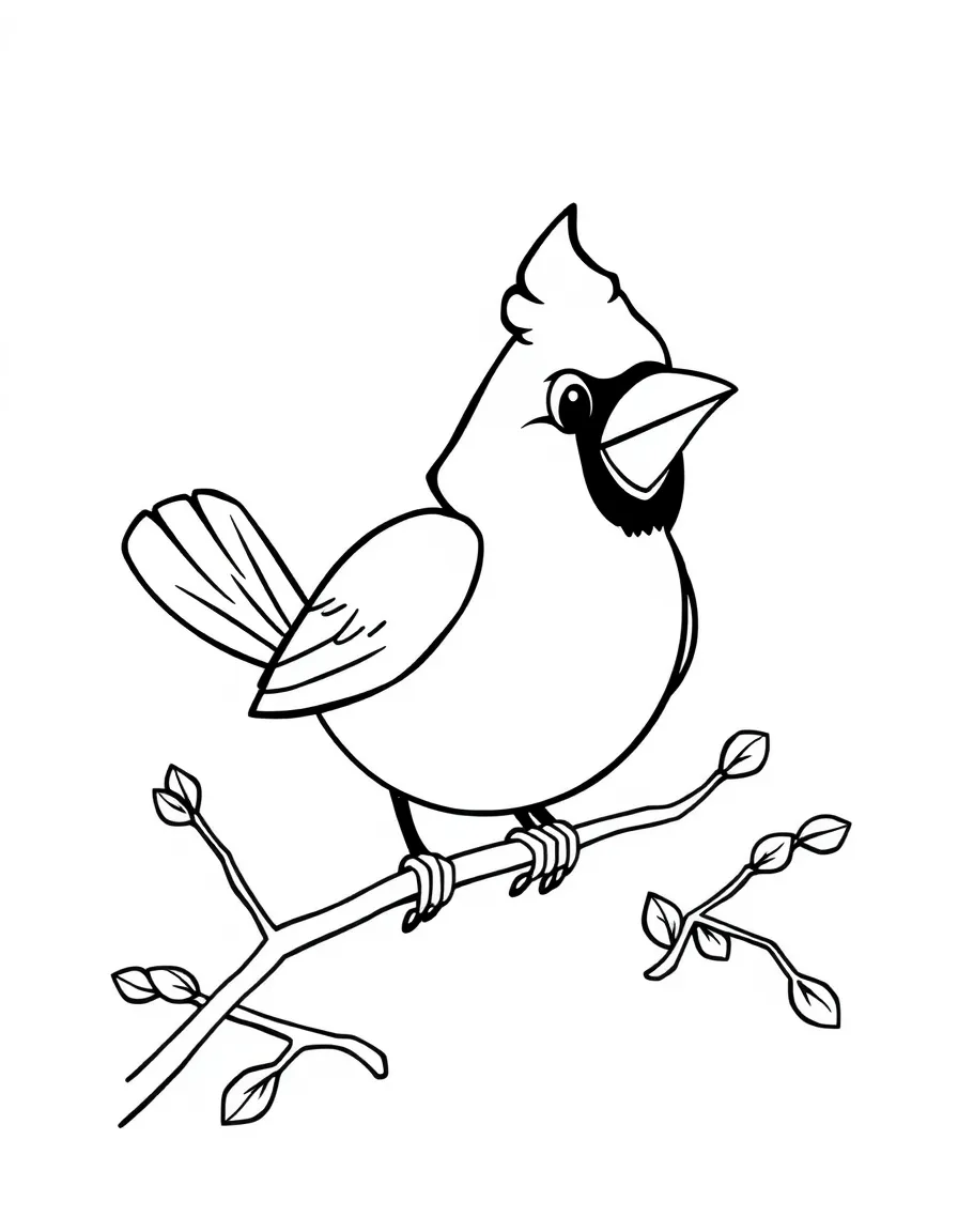Cheerful cartoon cardinal coloring page