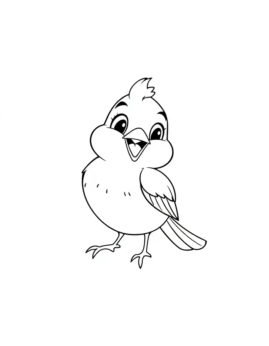 Cheerful cartoon canary coloring page