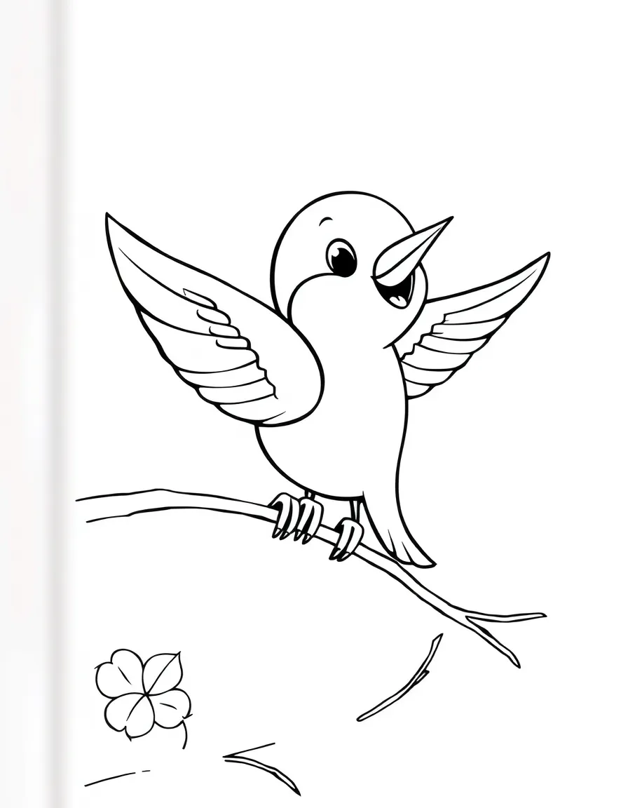 Cheerful cartoon swallow coloring page