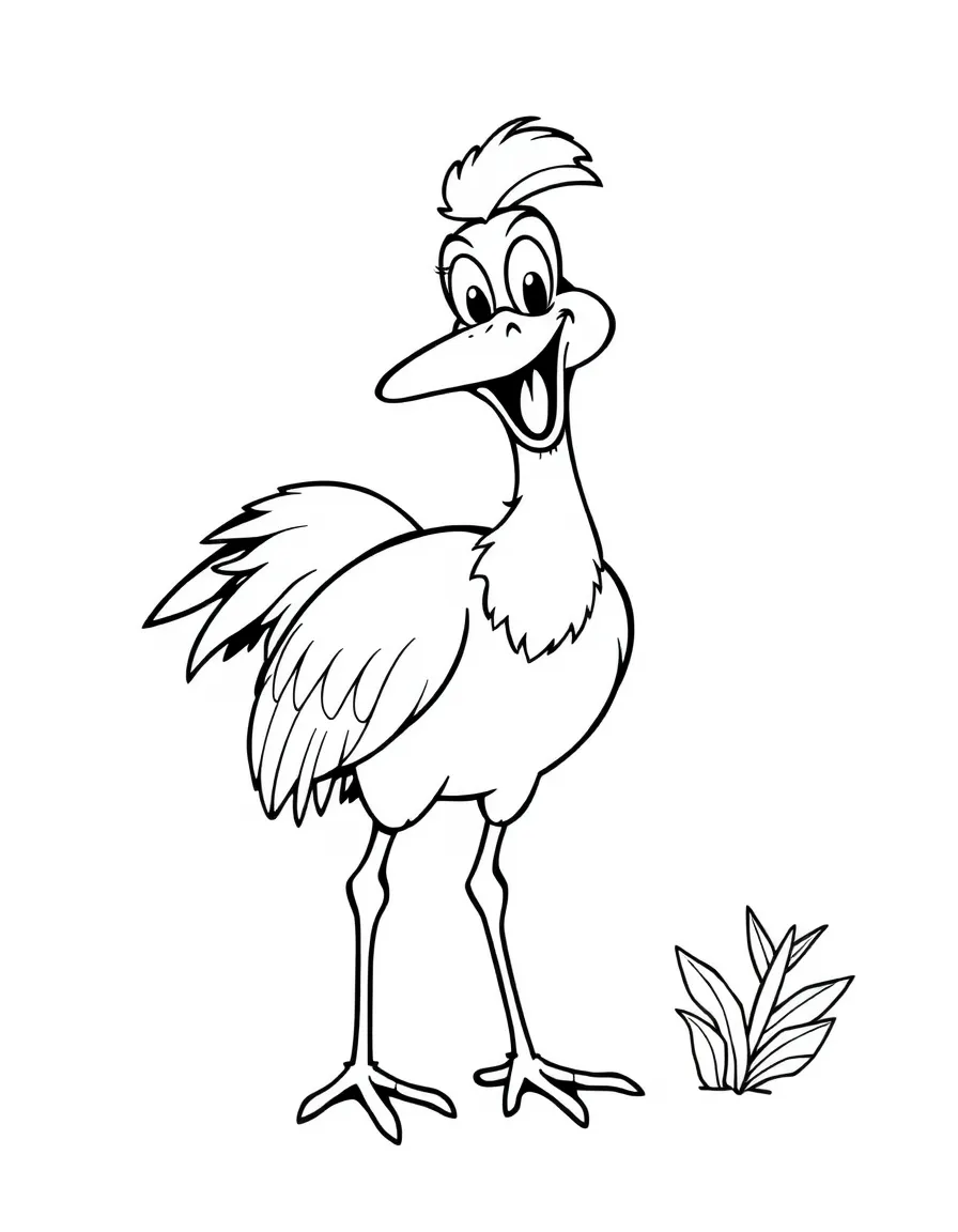 Cheerful cartoon ibis coloring page