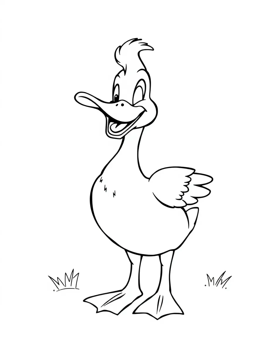 Cheerful cartoon mallard coloring page