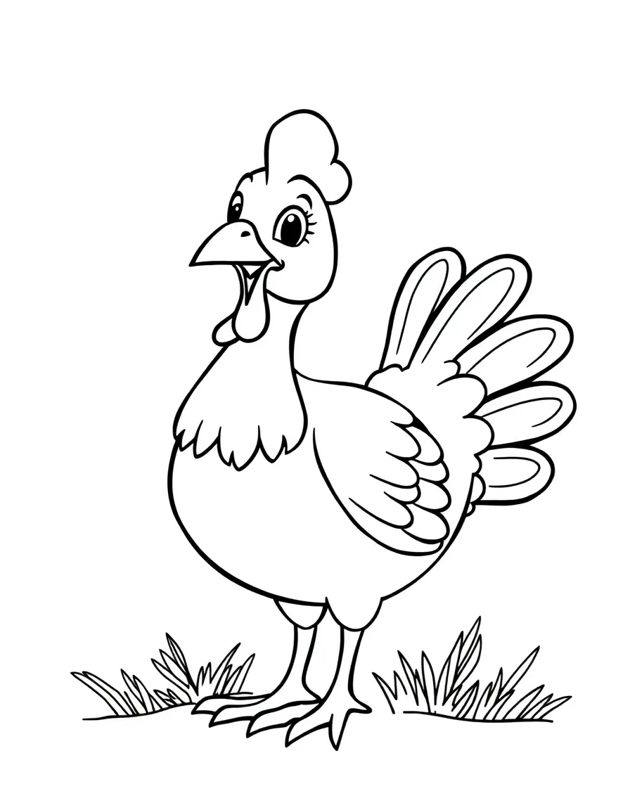 Cheerful cartoon grouse coloring page